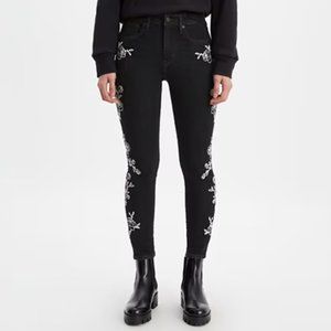 Levi’s Premium 721 High Rise Embroidered Ankle Skinny - Size 32 - Black